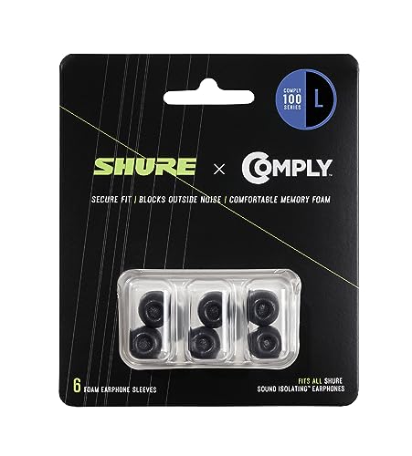 Shure EACYF1-6L Comply 100 Serie schwarzer Schaum, Groß, 6 Pack von Shure