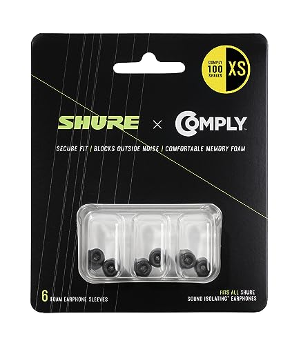 Shure EACYF1-6XS Comply 100 Serie schwarzer Schaum, Extra Klein, 6 Pack von Shure