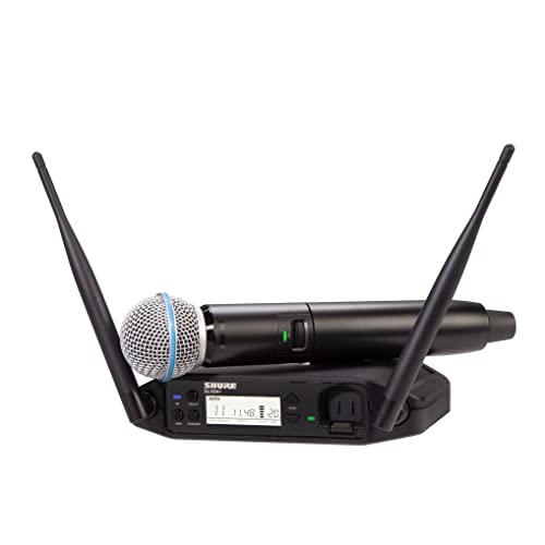 Shure GLXD24+/B58 Dual Band Pro Digital Wireless Mikrofonsystem für Kirche, Karaoke, Gesang - 12-Stunden Akkulaufzeit, 30m Reichweite | BETA 58A Handheld Vocal Mikrofon, Einzelkanal-Empfänger. von Shure