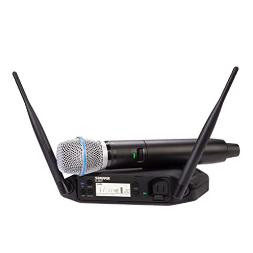 Shure GLXD24+/B87A Dual Band Pro Digital Wireless Mikrofonsystem für Kirche, Karaoke, Gesang - 12-Stunden-Batterielaufzeit, 30m Reichweite | BETA 587 Handheld Vocal Mic, Einzelkanal-Empfänger. von Shure