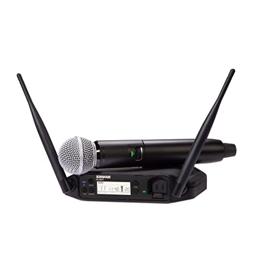 Shure GLXD24+/SM58 Dual Band Pro Digital Wireless Mikrofonsystem für Kirche, Karaoke, Gesang - 12-Stunden Akkulaufzeit, 30m Reichweite | SM58 Handheld Vocal Mikrofon, Einzelkanal-Empfänger. von Shure