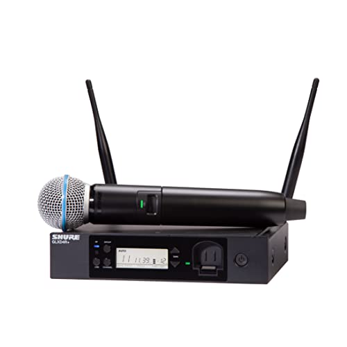 Shure GLXD24R+/B58 Dual Band Pro Digital Wireless Mikrofonsystem - 12-Stunden-Batterielaufzeit, 30m Reichweite | BETA 58A Handheld Vocal Mikrofon, Single Channel Rack Mount Empfänger. von Shure
