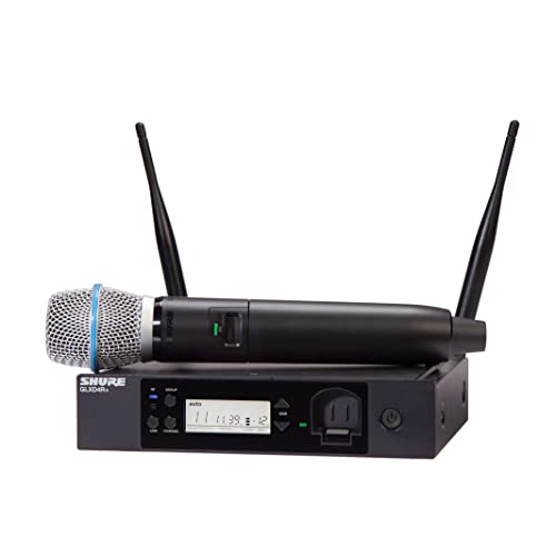 Shure GLXD24R+/B87A Dual Band Pro Digital Wireless Mikrofonsystem - 12-Stunden-Batterielaufzeit, 30m Reichweite | BETA 587 Handheld Vocal Mikrofon, Single Channel Rack Mount Empfänger. von Shure