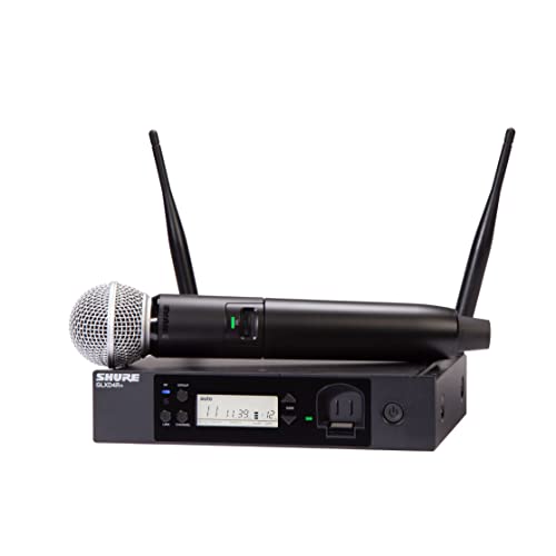 Shure GLXD24R+/SM58 Dual Band Pro Digital Wireless Mikrofonsystem - 12-Stunden Akkulaufzeit, 30m Reichweite | SM58 Handheld Vocal Mikrofon, Single Channel Rack Mount Empfänger. von Shure