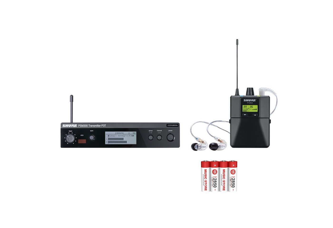 Shure In-Ear-Kopfhörer (P3TRA215CL + 4 Akkus - InEar System-Set) von Shure