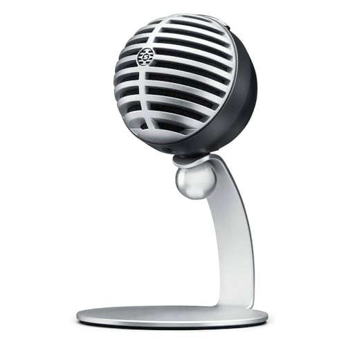 Shure MV5 Digitalkondensatormikrofon mit Cardioid - Plug -and -Play mit iOS, MAC, PC, Onscreen -Steuerung, enthält USB- und Blitzkabel - grau mit schwarzem Schaum von Shure