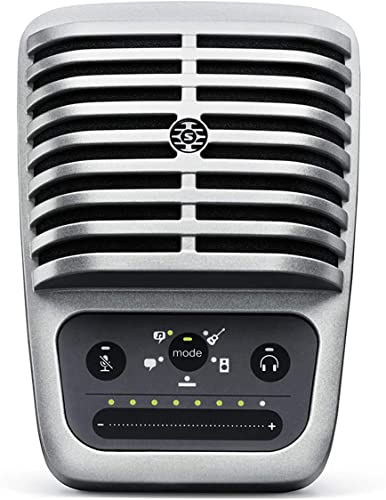 Shure MV51 Digitales großes Diaphragmkondensatormikrofon mit USB-, Blitz- und USB-C-Kabeln-5 DSP-Voreinstellungsmodi (Sprache, Gesang, flaches, akustisches Instrument, laut) von Shure