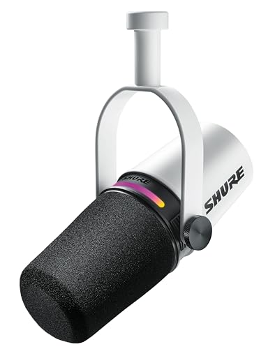 Shure MV7+ Podcast Mikrofon-Verbessertes Audio, LED-Touchpanel, USB-C- und XLR-Ausgänge, Auto-Level-Modus, digitaler Pop-Filter, Halleffekte, Podcasting, Streaming, Aufnahme - Weiss von Shure