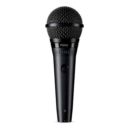 Shure PGA58 Dynamisches Mikrofon-Handheld-Mikrofon für Gesang mit Cardioid-Aufnahmemuster, diskreter Ein/Aus-Schalter, Standadapter und Reißverschlussbeutel (PGA58-XLR-E) von Shure