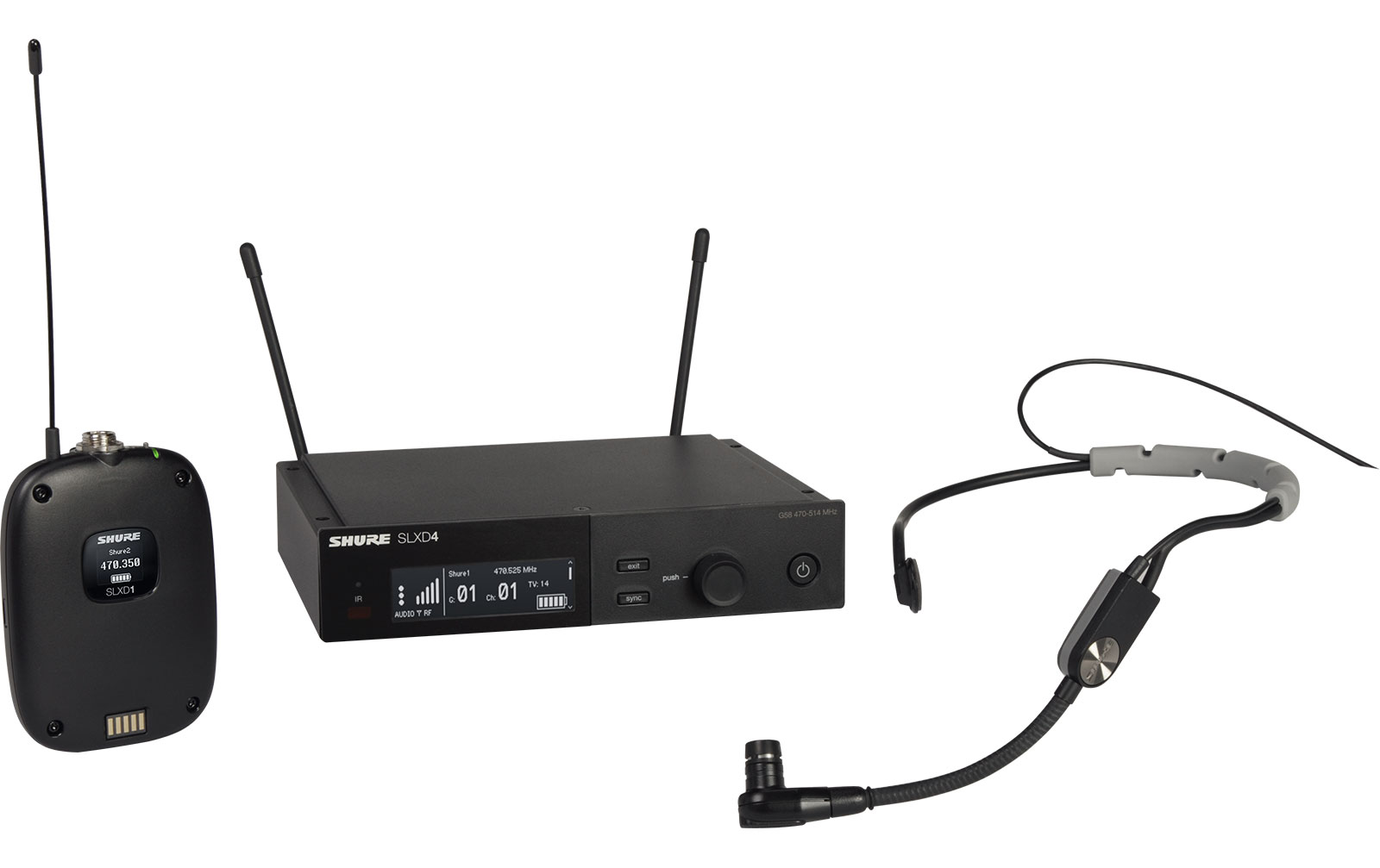Shure SLXD14/SM35 SLX-D Headset-Taschensendersystem SM35 470-514 MHz (SLXD14E/SM35-G59) von Shure