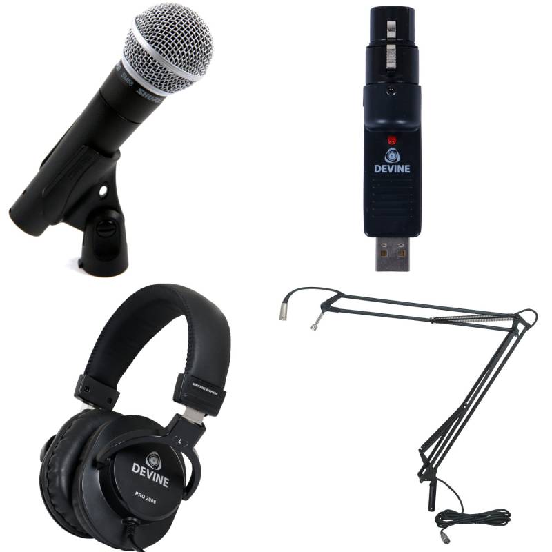 Shure SM58 LCE + USB Converter, Headphones and Broadcast Arm von Shure