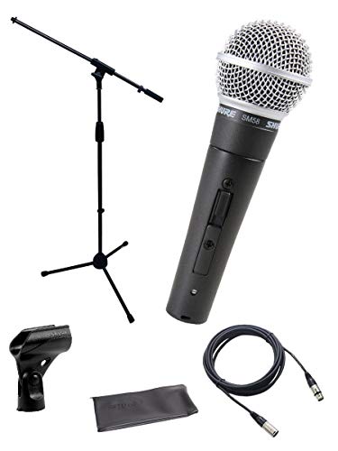 Shure SM58-S Mikrofon-Set mit EIN-/Ausschalter, Clip und Tasche, Mikrofonständer und XLR-Kabel von Shure