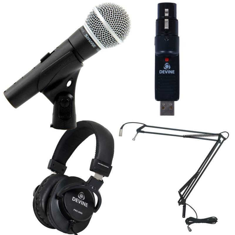 Shure SM58 SE + USB Converter, Headphones and Broadcast Arm von Shure