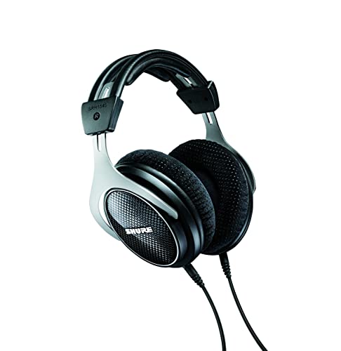 Shure SRH1540, geschlossener Kopfhörer/Over-Ear, High-End, geräuschunterdrückend, Kabel austauschbar, Aluminium-Karbon-Konstruktion, Alcantara-Ohrpolster, klare Höhen, Warmer Bass, Schwarz/Silber von Shure