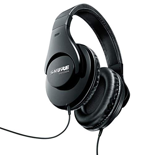 Shure SRH240A-BK-EFS geschlossener Kopfhörer/Over-Ear, geräuschunterdrückend, druckvolle Bässe und detaillierte Höhen, Schwarz von Shure
