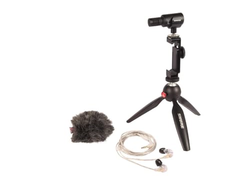 Shure Tragbares Videografie-Set mit MV88+ digitalem Stereo-Kondensatormikrofon und SE215 PRO Schallisolierenden Kopfhörern (MV88+SE215-CL) von Shure