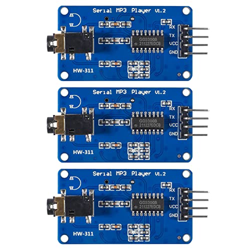 YX5300 MP3-Musik-Player-Modul UART TTL Serielle Steuerung DC 3,2–5,2 V unterstützt WAV Micro SD/SDHC-Karte für AVR/ARM/PIC, 3 Stück von Shutao