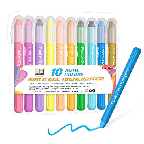 Shuttle Art 10 bunte Bibelmarker (Gel Highlighters) Gel Textmarker Set mit feiner Spitze, Pastell Farben für Markieren und Hervorheben auf Notizen und dünnem Papier geeignet von Shuttle Art