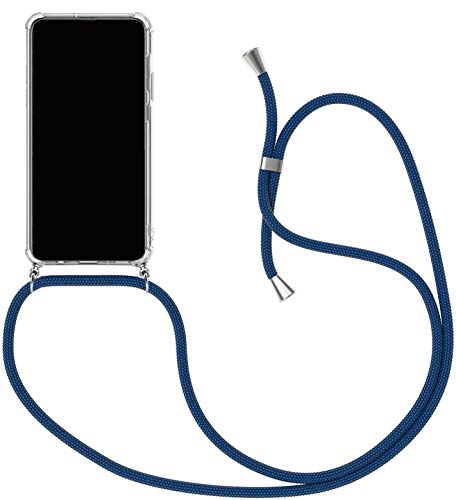 Handykette Kompatibel für Google Pixel 3a Hülle, Silikon Transparent Handyhülle mit Kordel zum Umhängen Necklace Hülle mit Band Schutzhülle Halsband Hülle mit Umhängeband, Blau von SiGrid