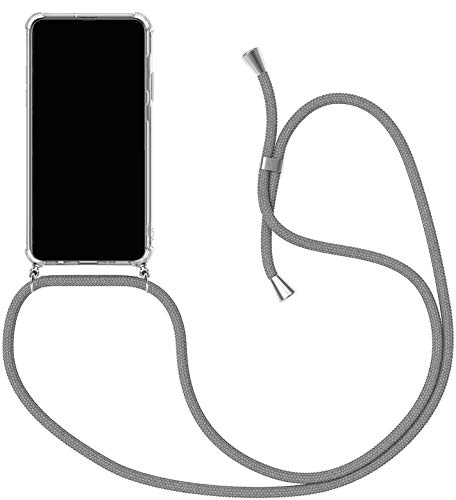 Handykette Kompatibel für Huawei P40 Lite 5G (6,5") Hülle, Silikon Transparent Handyhülle mit Kordel zum Umhängen Necklace Hülle mit Band Schutzhülle Halsband Hülle mit Umhängeband, Grau von SiGrid