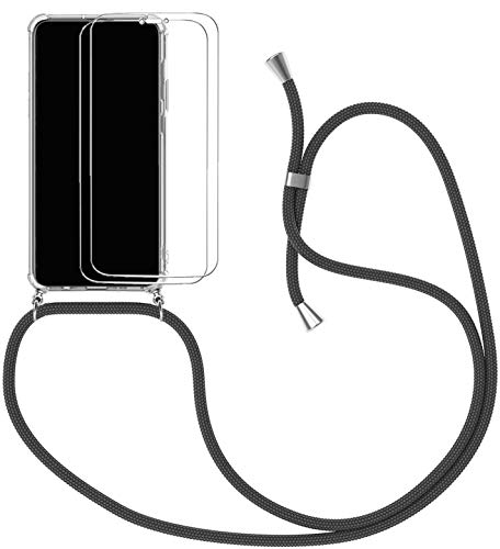 Handykette Kompatibel für Oppo A15 Hülle, Silikon Transparent Handyhülle mit Kordel zum Umhängen Necklace Hülle mit Band Schutzhülle Halsband Hülle mit Umhängeband, Schwarz von SiGrid