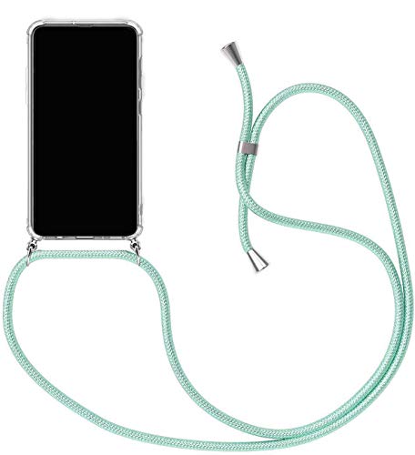 Handykette Kompatibel für Samsung Galaxy M30s Hülle, Silikon Transparent Handyhülle mit Kordel zum Umhängen Necklace Hülle mit Band Schutzhülle Halsband Hülle mit Umhängeband, Grün von SiGrid