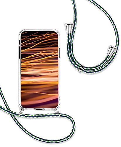 Handykette Kompatibel für Nokia 3.4 (6.39") Hülle, Silikon Transparent Handyhülle mit Kordel zum Umhängen Necklace Hülle mit Band Schutzhülle mit Umhängeband, Grün Weiss blau von SiGridTech