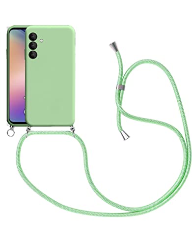 Handykette Kompatibel für Samsung Galaxy A34 5G Hülle, Silikon Handyhülle mit Kordel zum Umhängen Necklace Hülle mit Band Silikon Flexibel Schutzhülle, Grün von SiGridTech