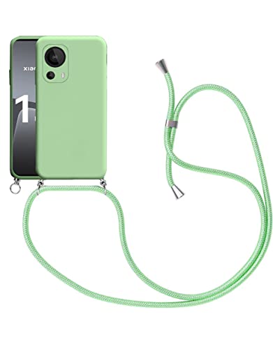 Handykette Kompatibel für Xiaomi 13 Lite (6.55") Hülle, Silikon Handyhülle mit Kordel zum Umhängen Necklace Hülle mit Band Silikon Flexibel Schutzhülle, Grün von SiGridTech