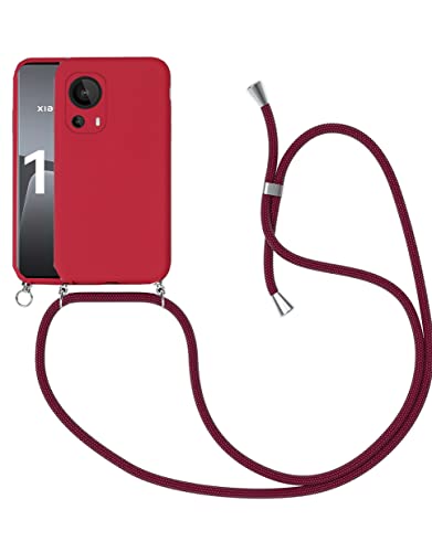 Handykette Kompatibel für Xiaomi 13 Lite (6.55") Hülle, Silikon Handyhülle mit Kordel zum Umhängen Necklace Hülle mit Band Silikon Flexibel Schutzhülle, Rot von SiGridTech