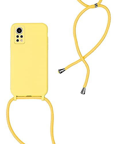Handykette Kompatibel für Xiaomi Mi 10T / Xiaomi Mi 10T Pro Hülle, Silikon Handyhülle mit Kordel zum Umhängen Necklace Hülle mit Band Silikon Flexibel Schutzhülle, Gelb von SiGridTech
