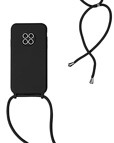 Handykette Kompatibel für Xiaomi Mi 10T Lite Hülle, Silikon Handyhülle mit Kordel zum Umhängen Necklace Hülle mit Band Silikon Flexibel Schutzhülle, Schwarz von SiGridTech