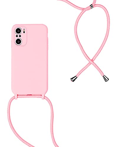 Handykette Kompatibel für Xiaomi Poco F3 Hülle, Silikon Handyhülle mit Kordel zum Umhängen Necklace Hülle mit Band Silikon Flexibel Schutzhülle, Rosa von SiGridTech