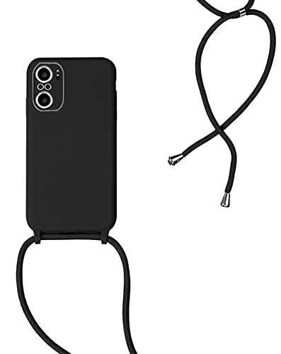 Handykette Kompatibel für Xiaomi Poco F3 Hülle, Silikon Handyhülle mit Kordel zum Umhängen Necklace Hülle mit Band Silikon Flexibel Schutzhülle, Schwarz von SiGridTech