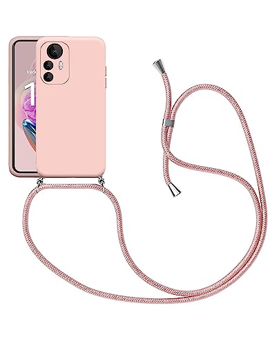 Handykette Kompatibel für Xiaomi Redmi Note 12S 4G Hülle, Silikon Handyhülle mit Kordel zum Umhängen Necklace Hülle mit Band Silikon Flexibel Schutzhülle, Rosa von SiGridTech