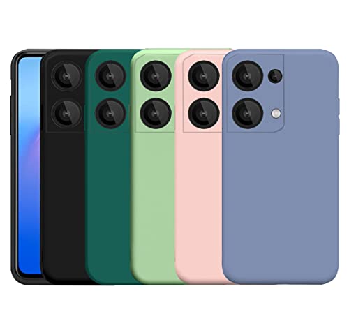 Silikon Hülle für Oppo Reno 8 5G (6.4"), 5 Stück Weiche Handyhülle Matt Silikon TPU Schutzhülle Dünn Hülle mit Kameraschutz (Schwarz+Dunkelgrün+Grün+Rosa+Hell Blau) von SiGridTech