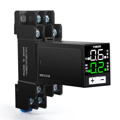 SiRyder Zeitschaltuhr 220 V, 0,1S-99H Digitales Relais, Zykluskontrolle mit Sockel AC220 V, 2 normalerweise offen, 2 normal geschlossen, Steuerung des Timers der Beleuchtung von SiRyder