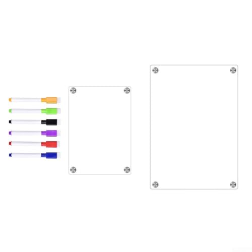 Magnetische Whiteboard für Kühlschrank, 6 trocken abwischbare Marker, Acryltafel, klare magnetische trocken abwischbare Tafel für Kühlschrank (A3+A4) von SiSinkal