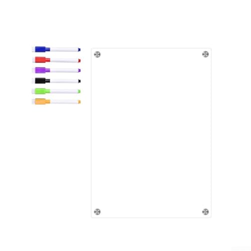 Magnetisches Whiteboard für Kühlschrank, 6 trocken abwischbare Marker, Acryltafel, transparente, magnetische, trocken abwischbare Tafel für Kühlschrank (A-3) von SiSinkal