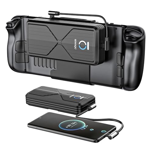 SIWIQU 20000mAh Powerbank für Steam Deck, 45W PD 3.0 Schnell Ladende Batteriebank, Externe Handyakkus Kompatibel mit Switch/Samsung/iPad/Laptop mit Abnehmbarer Rückenhalterung & Dual USB-C Kabel von SiWiQU