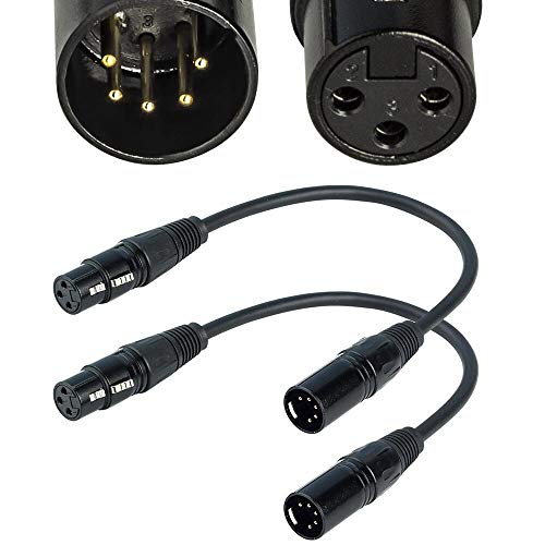 SiYear 3 Pin XLR Buchse auf 5 Pin XLR Stecker Audiokabel für Mikrofon DMX Stage Light Turnaround Stage XLR3F auf XLR5M Adapterkabel （12inch / 2Pack von SiYear