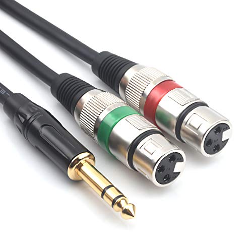 SiYear 6,35 mm (1/4 Zoll) TRS Stecker auf Dual XLR weiblich Mikrofon Stereo Unsymmetrischer Audio Konverter Adapter Y Splitte Kabel (1,5 m) von SiYear