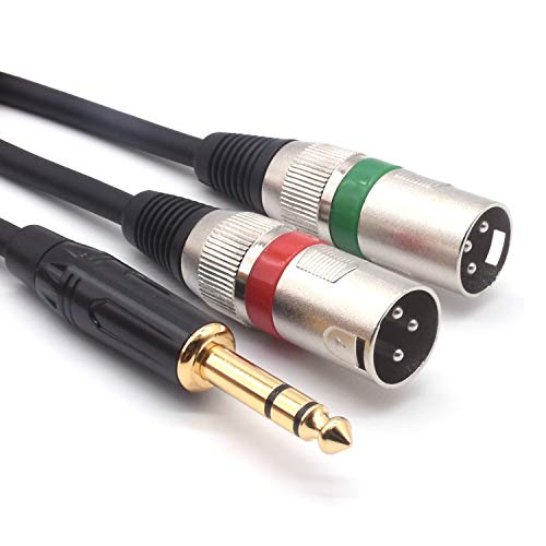 SiYear 6,35 mm (1 / 4inch) TRS Stecker auf 2 Dual XLR-Stecker Stereo Unausgeglichenes Y Splitter Patch Mikrofonkabel （3M） von SiYear