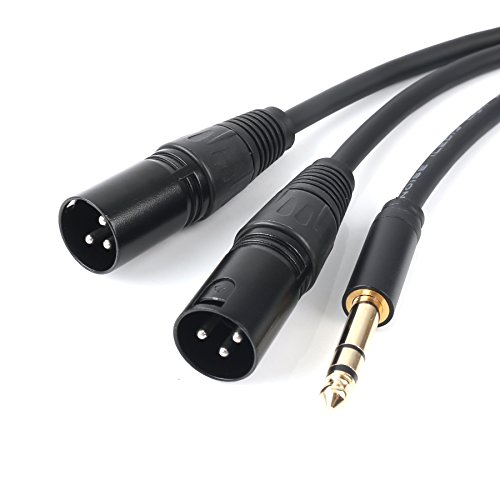 SiYear professionelles 6,35 mm TRS-Klinkenstecker-auf-2-Dual-XLR-Klinkenmikrofon-Stereo-symmetrischer-Audio-Konverter-Adapter, Y-Verteiler-Kabel (1,5 m) von SiYear