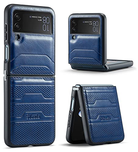 Sibada Entworfen für Samsung Galaxy Z Flip4 Hülle Leder Klapphüllen mit Verbindungsscharnier, stoßfeste Handyhülle für Samsung Z Flip 4 (2022) - Blau von Sibada