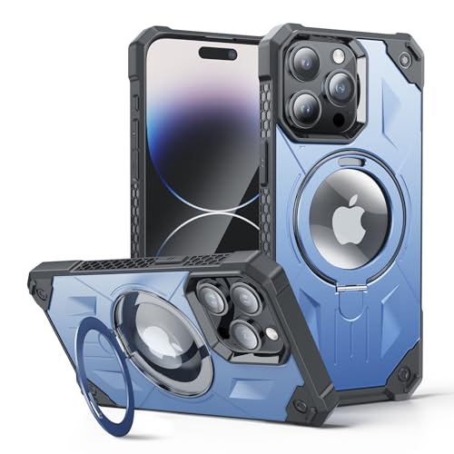 Sibada Hülle für iPhone 15 Plus mit Verdecktem Metall Kreisständer für Magnetische,Logo Sichtbar,Modische Handyhülle für iPhone 15plus (2023) 6.7" - Blau von Sibada