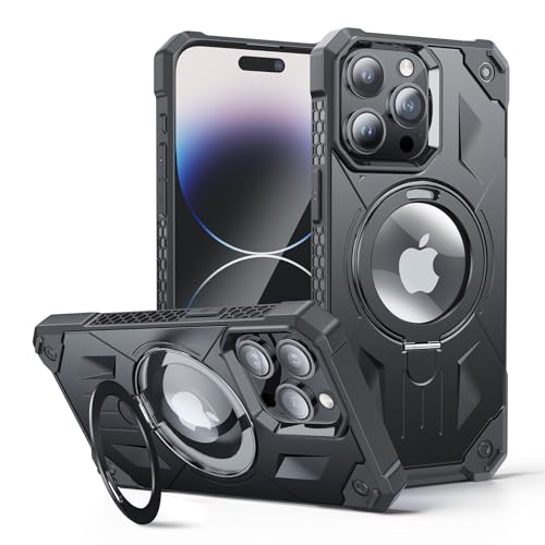 Sibada Hülle für iPhone 15 Plus mit Verdecktem Metall Kreisständer für Magnetische,Logo Sichtbar,Modische Handyhülle für iPhone 15plus (2023) 6.7" - Schwarz von Sibada