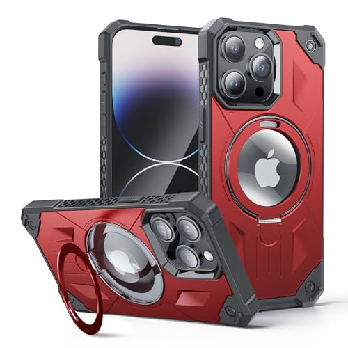 Sibada Hülle für iPhone 15 Pro mit Verdecktem Metall Kreisständer für Magnetische,Logo Sichtbar,Modische Handyhülle für iPhone 15pro (2023) 6.1" - Rot von Sibada