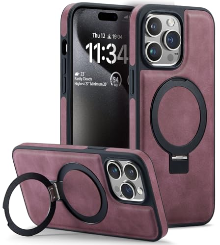 Sibada Leder Hülle für iPhone 14 Pro Max mit Verdecktem Kreisständer für Magnetische,Modische und Elegante Dünne Business Handyhülle (2023) 6.7" - Purple von Sibada