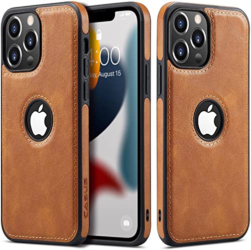 Sibada iPhone 13 Pro Max Hülle, iPhone 13 Pro Max Case, Logo View Kompatibel mit Slim Premium Veganes Leder Klassisch Luxus Elegant Dünn Cover 6,7 Zoll - Braun von Sibada